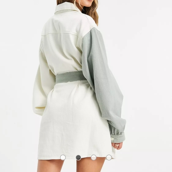 Missguided color block denim shirt dress with belt - Picture 3 of 3